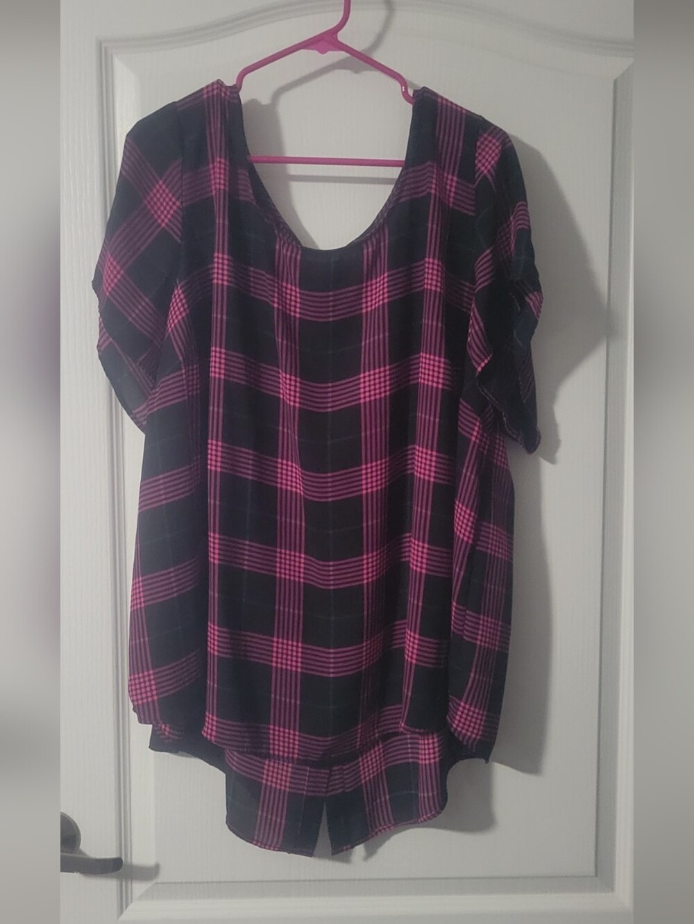 Torrid Pink and Black Plaid Blouse